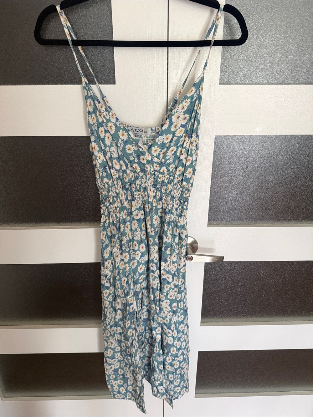 iris Teal Blue Daisy Print Midi Dress